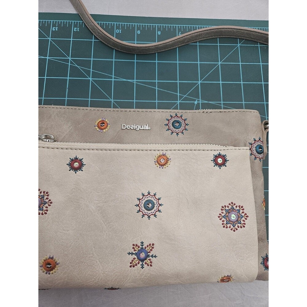 Desigual Julietta Agra Crossbody Bag Nude Beige Embroidered Purse - Picture 2 of 9